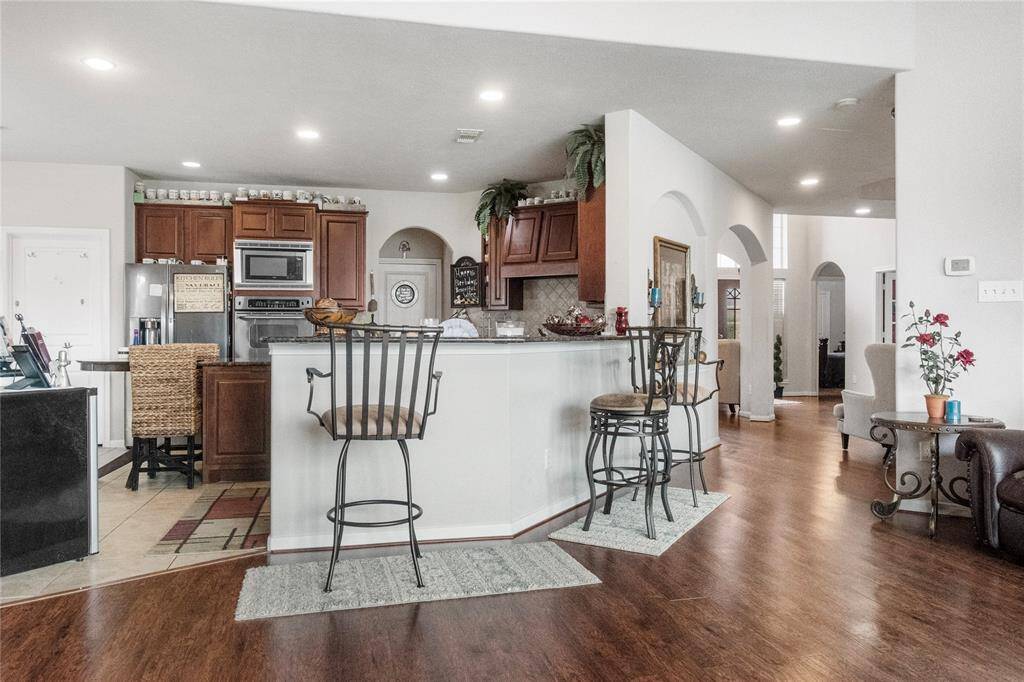 Looking at chef's kitchen from the living room