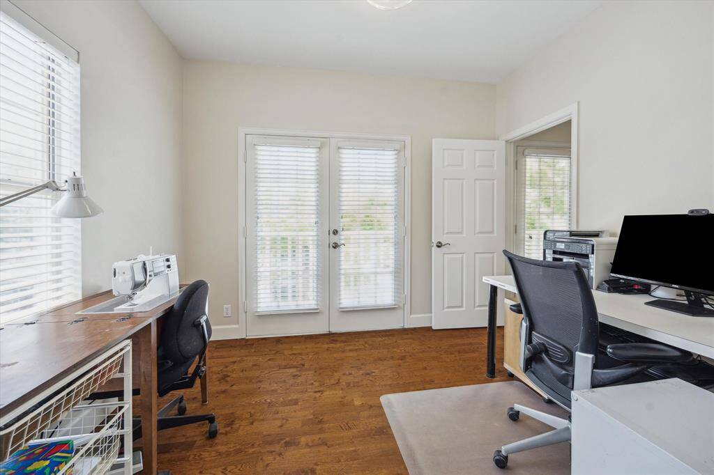 Study on the 2nd floor off the primary bedroom with French doors to a balcony. This room could be an additional closet for the primary bedroom