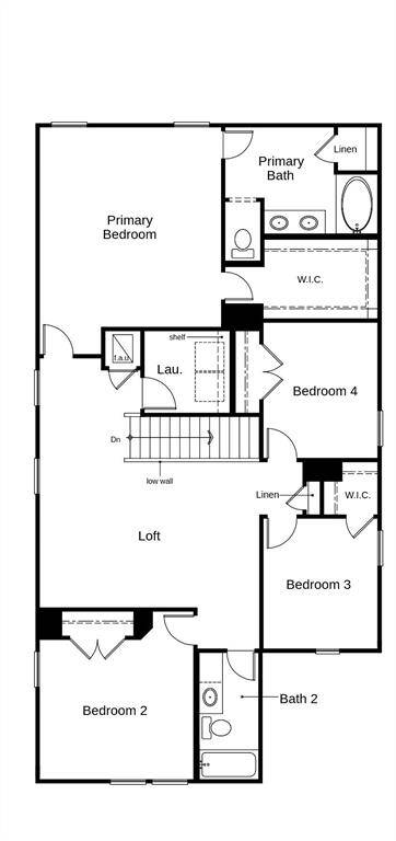 This floor plan features 3 bedrooms, 2 full baths, 1 half bath, and over 2,500 square feet of living space.