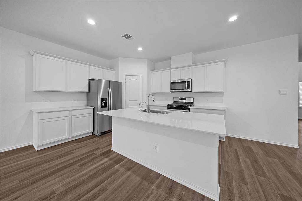 View of the kitchen with stainless steel appliances