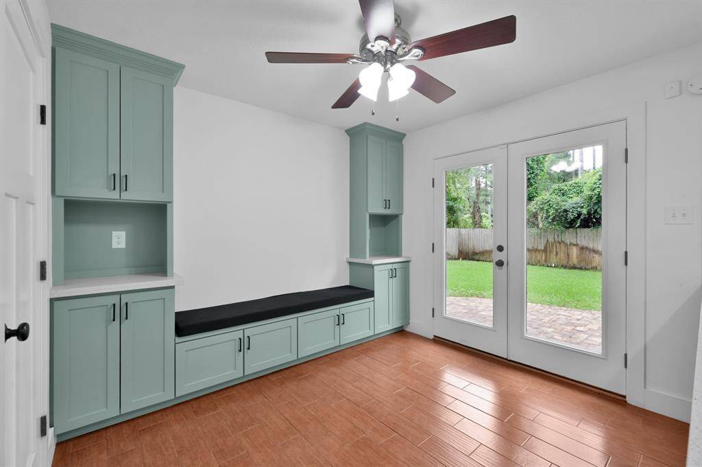 Enjoy this custom built-in breakfast space.