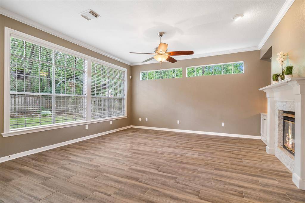The family living area is open to the kitchen breakfast area.  Please note the owners request the fireplace be enjoyed with battery operated candles only.
