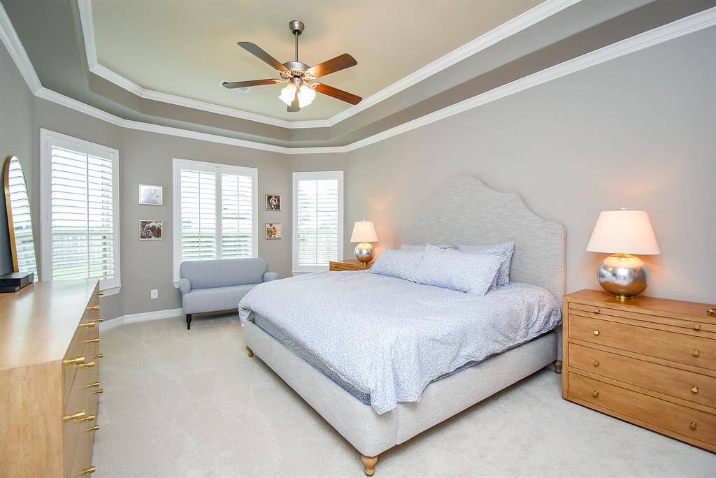 Tray ceilings in the primary bedroom