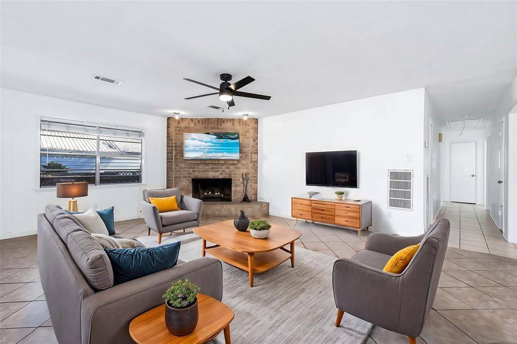 Cozy up by the gas fireplace with gas logs