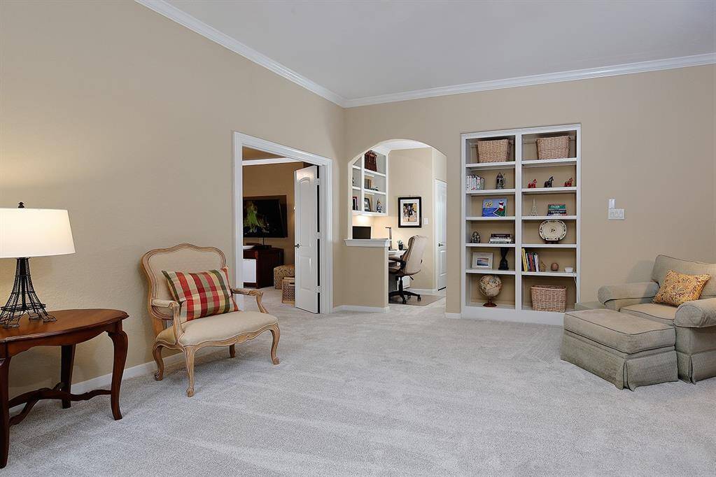 View from game room into the adjacent media room.