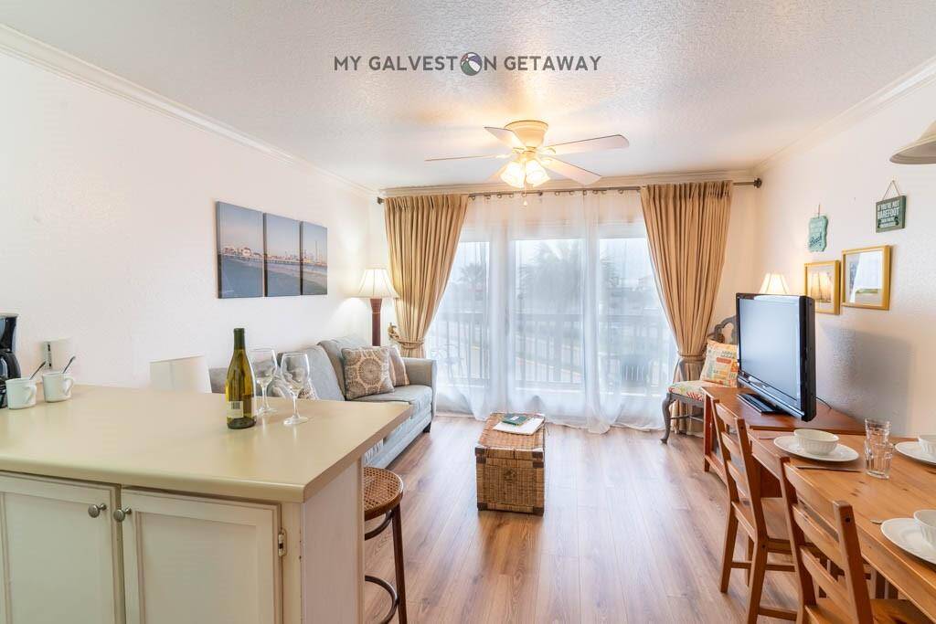 and open to the living/dining space