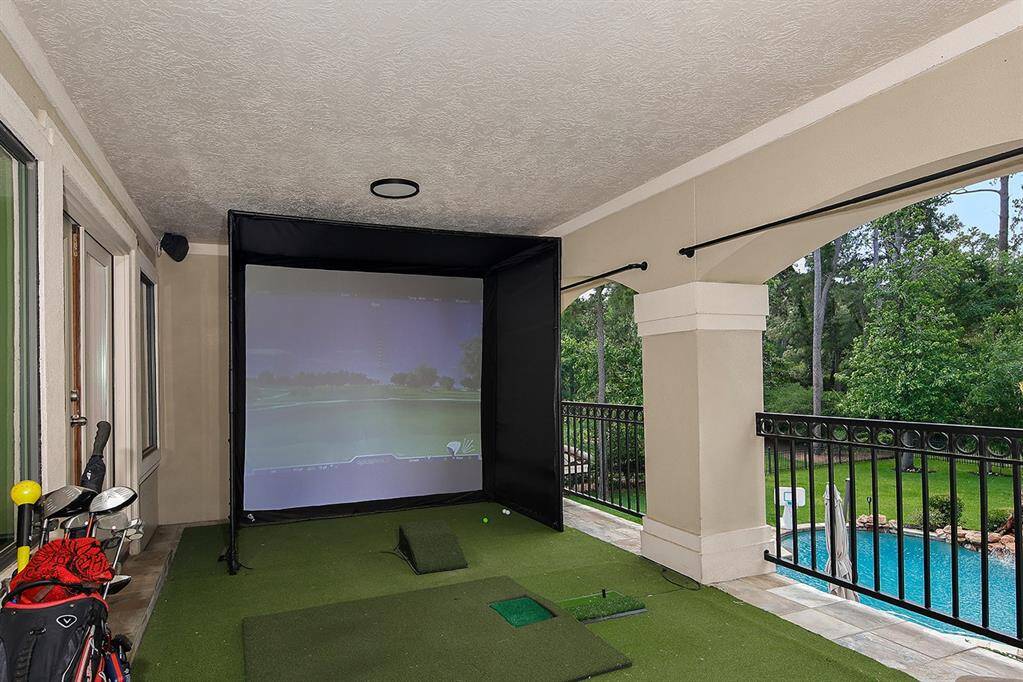 The golf simulator is ideal for golf enthusiasts seeking to practice their swing.