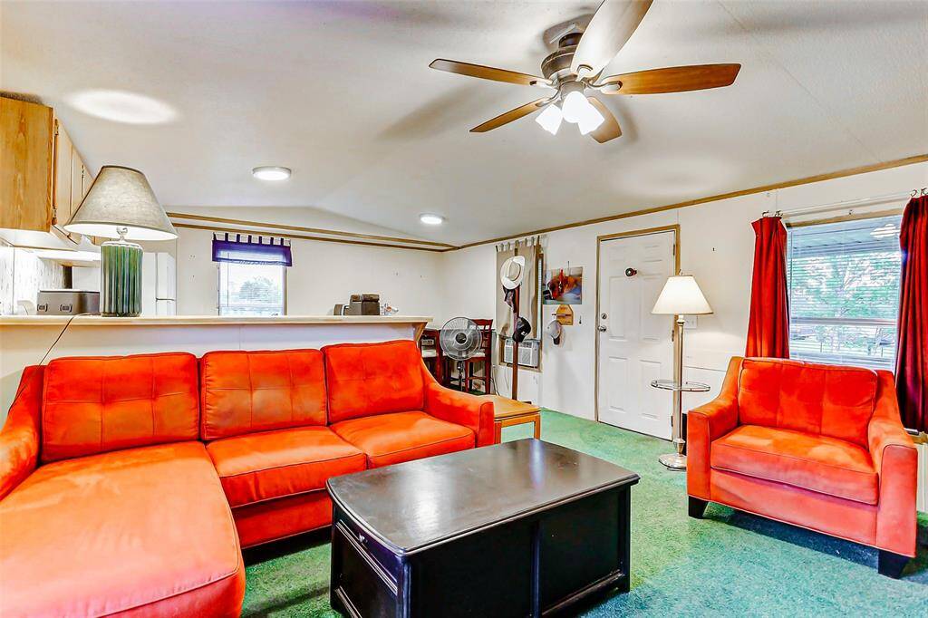 Open layout connects to the kitchen.