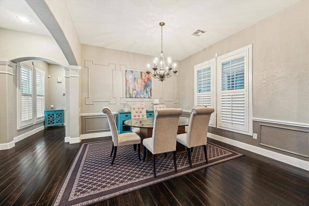 An additional view of the dining room.
