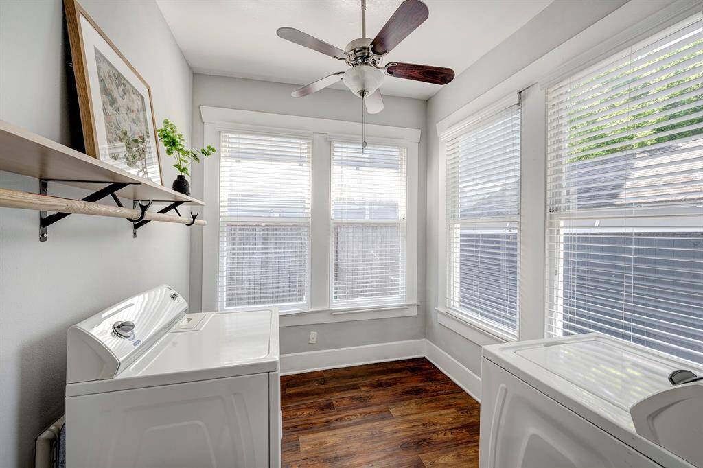 Laundry room is located on the back of the home off the kitchen.