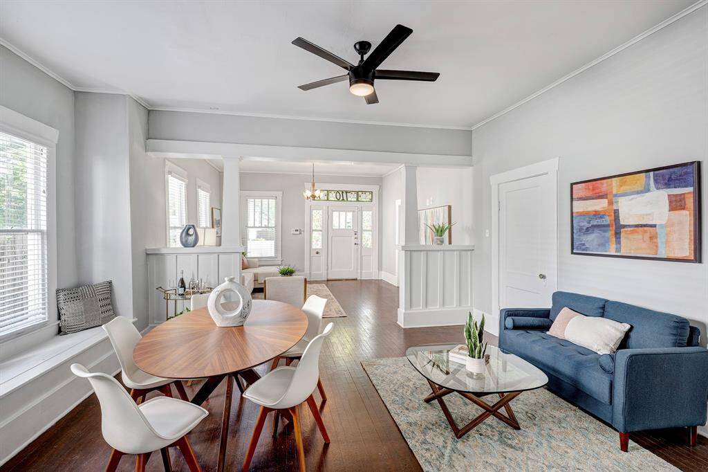 Huge dining room can be used in multiple ways due to its size. Cute window seat runs along the west wall.