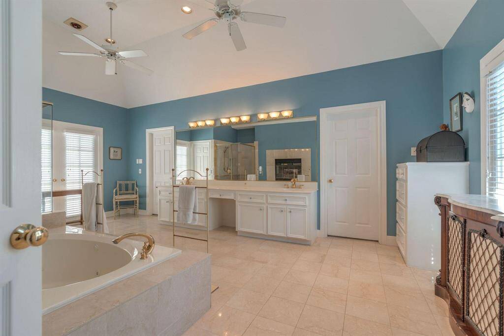 Makeup area in bathroom.