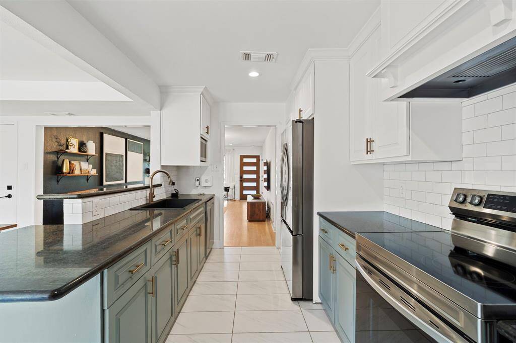 View from the kitchen to the living room.