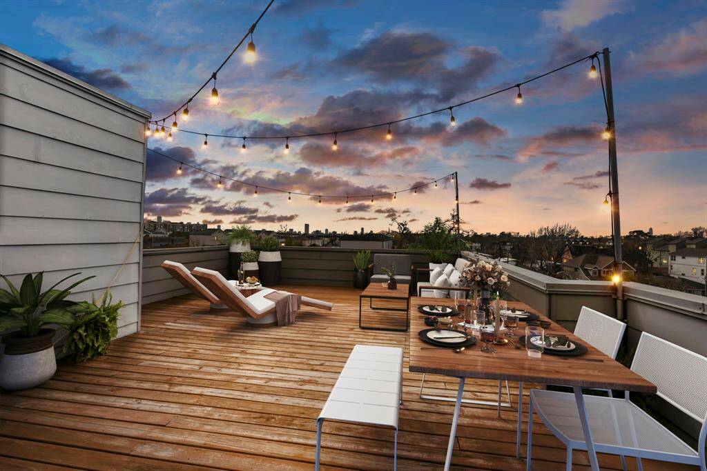 After enjoying all of the neighborhood amenities of The Heights, relax with friends and family. Houston skyline views can be yours! Visit 910 W 19th Street, Unit A and stay awhile because THIS is where it's Happening in The Heights!(virtually staged)