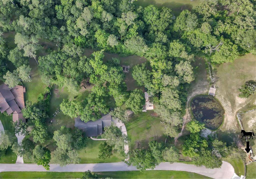 This home sits off a quiet street, with a stream running through the back of the property and horses grazing next door.