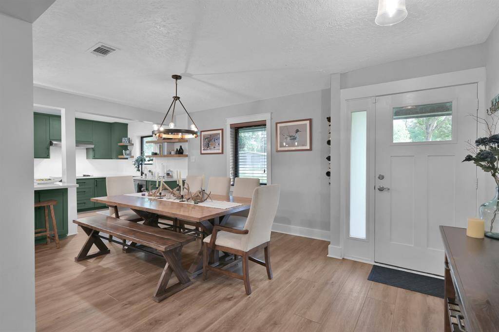 Everyday meals or game night happens right here at the dining room table.