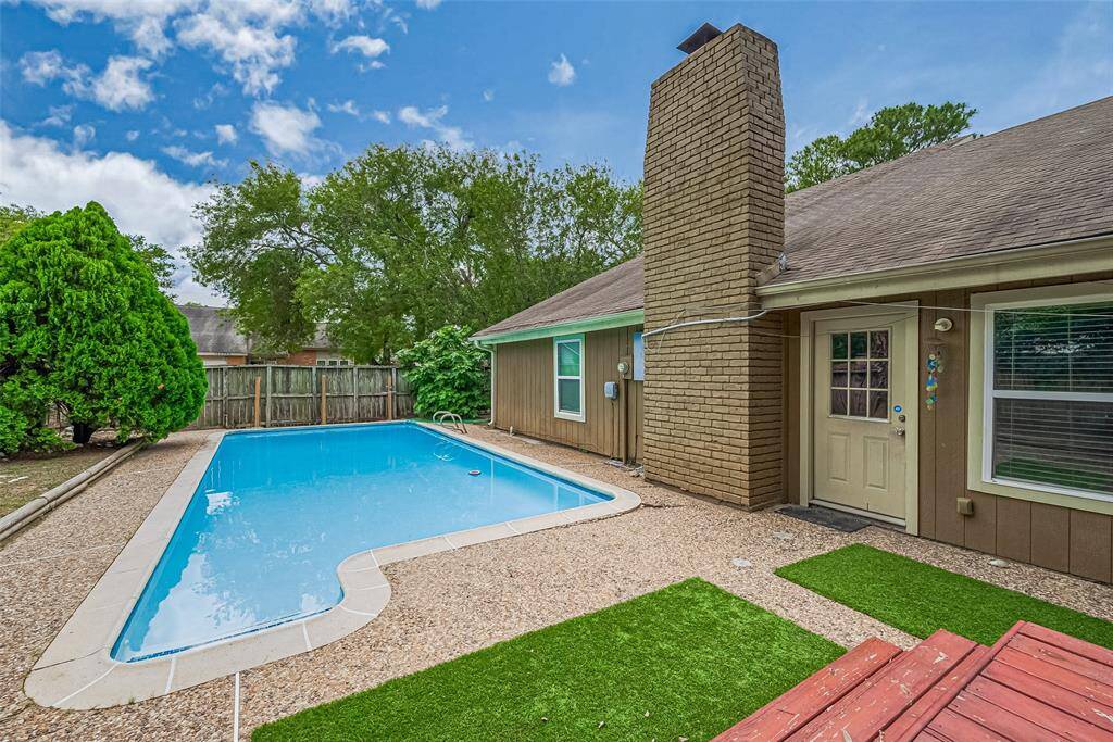 Backyard with pool and hot tub, Corner Lot