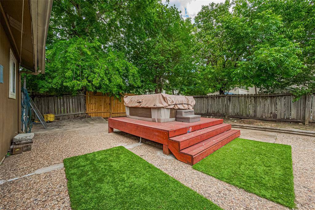 Backyard with pool and hot tub, Corner Lot