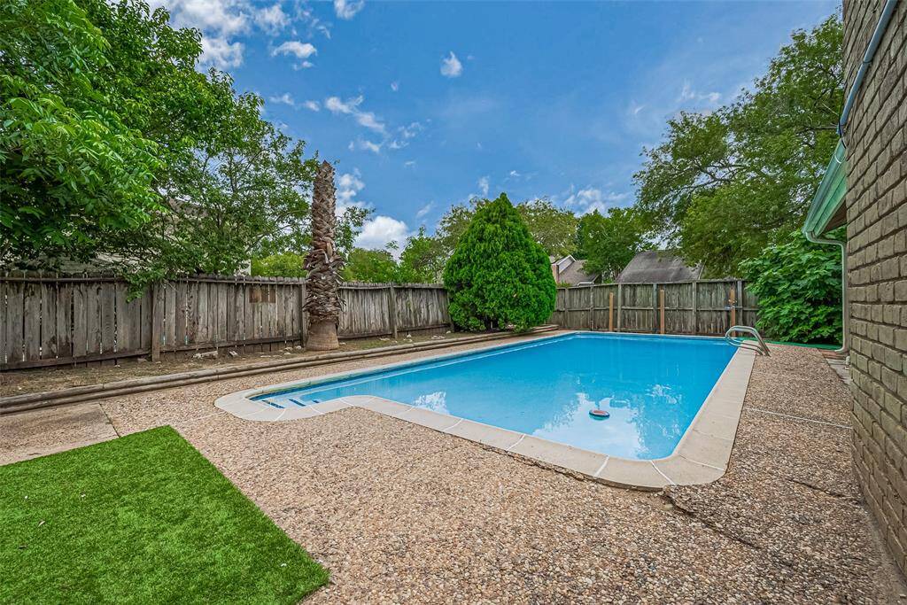 Backyard with pool and hot tub, Corner Lot