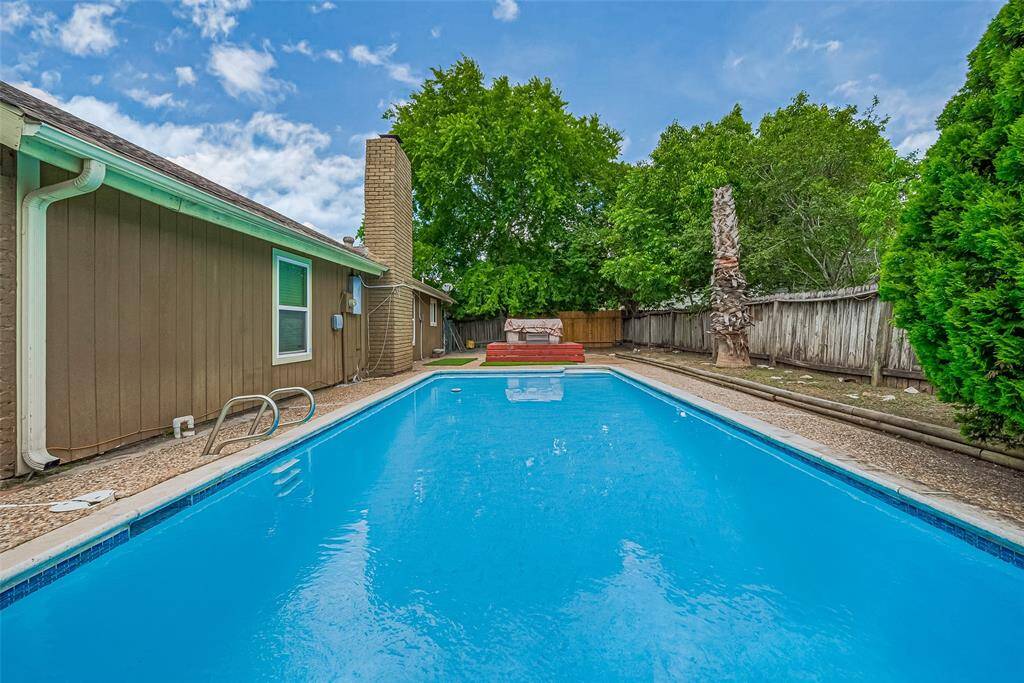 Backyard with pool and hot tub, Corner Lot