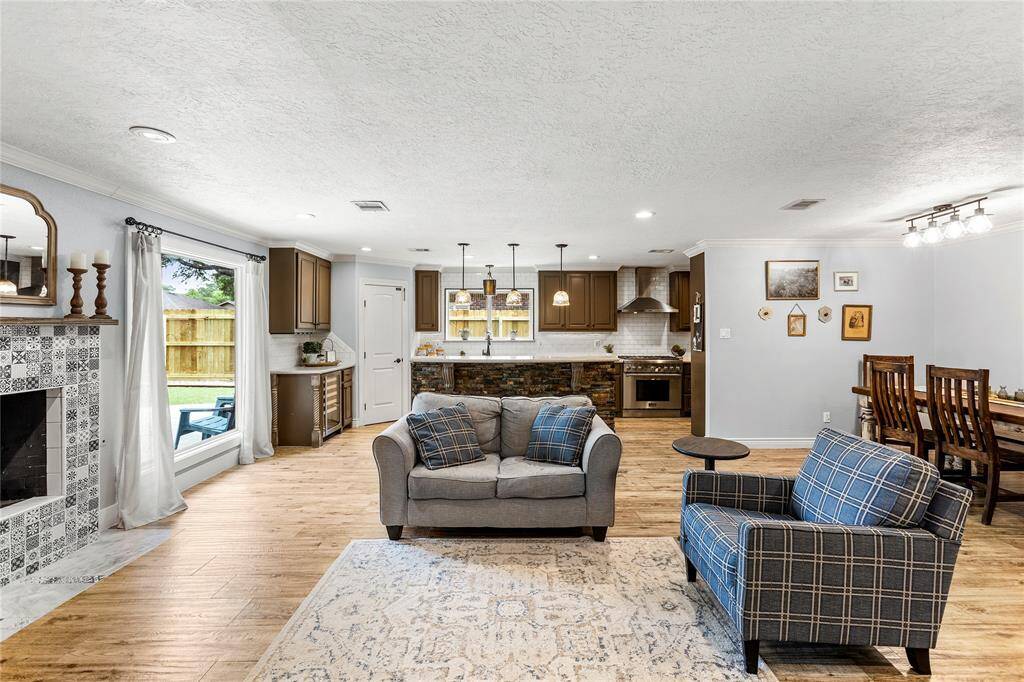Open area space for living, dining and kitchen.