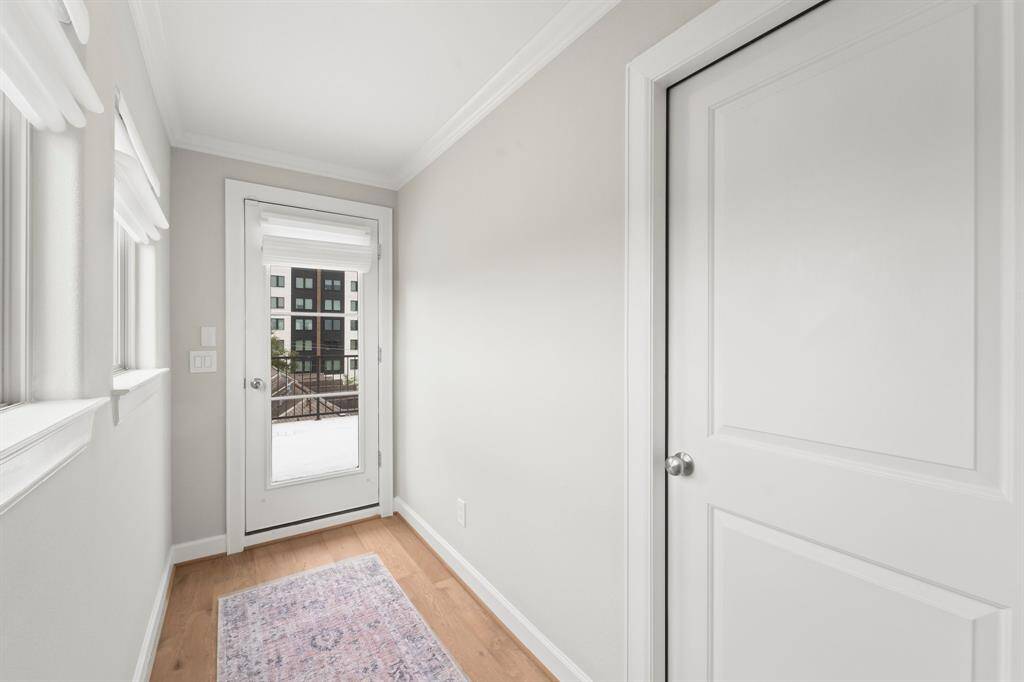 Chic fourth-floor access to a stunning rooftop deck.