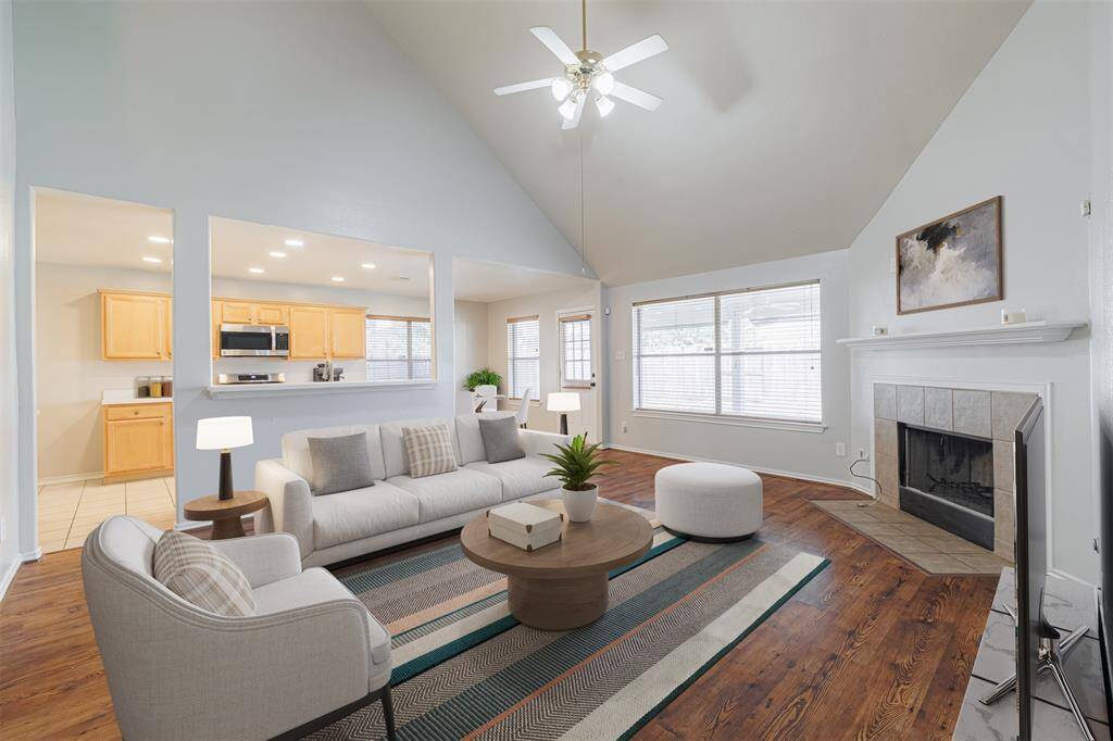 Living room large enough for the entire family.