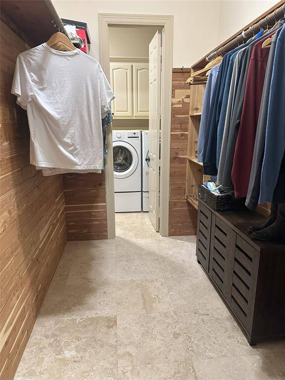Direct access from the primary closet makes laundry day effortless