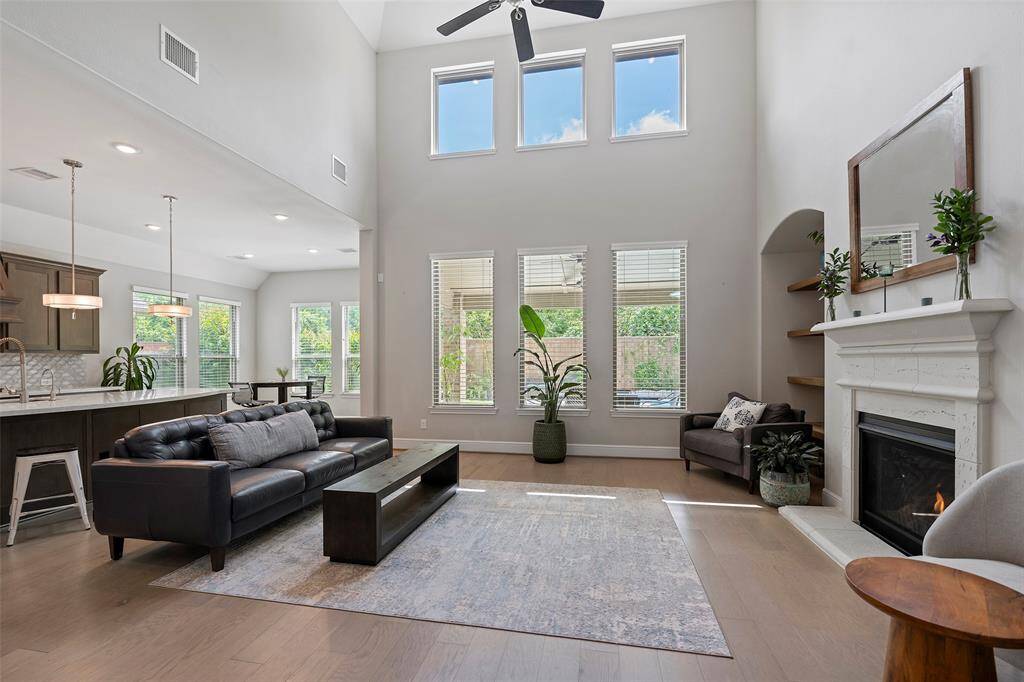 Lots of light in this family room with beautiful views of the pool.