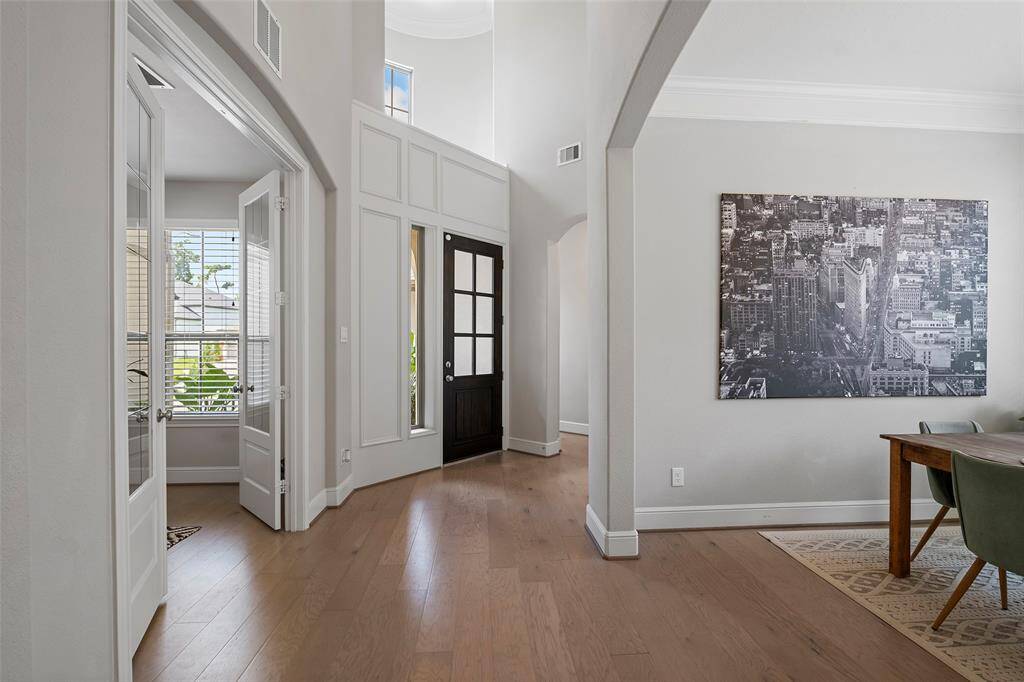 Downstairs also offers the perfect setup with a private guest suite, a luxurious primary retreat, a dedicated study with french doors, and a half bath. The oversized laundry/mudroom has space for a second fridge or extra storage. Upstairs, enjoy movie nights in the media room, game days in the game room, and two spacious bedrooms with a Hollywood bath.