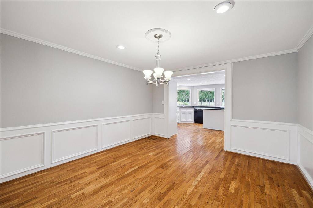 Formal dining room into the kitchen.