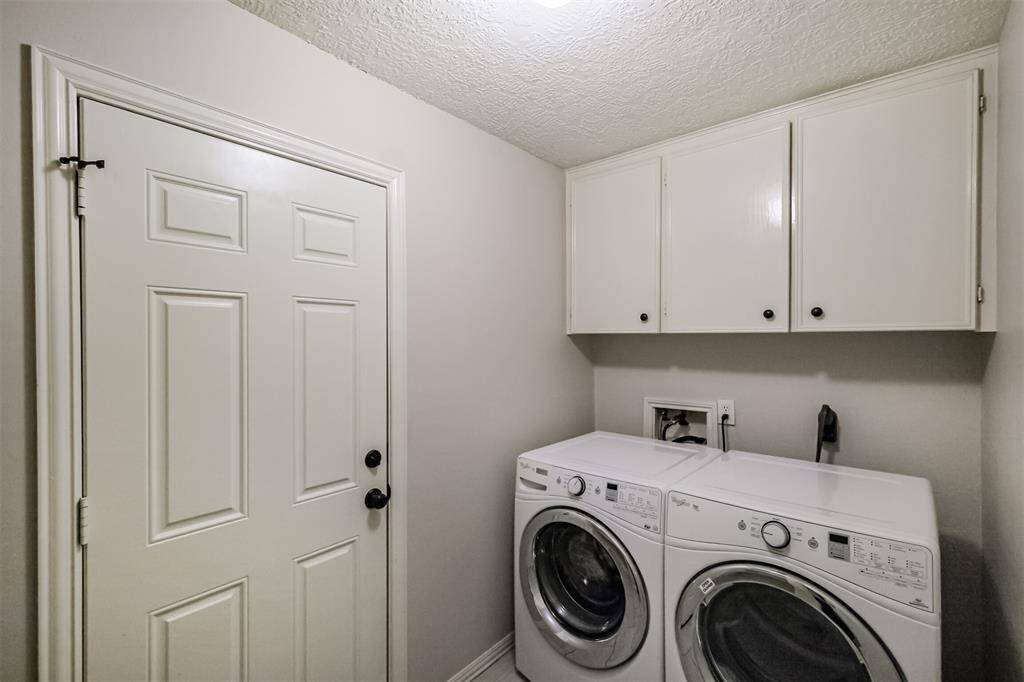Laundry room offers a practical layout and storage. Washer and Dryer stay with the home.