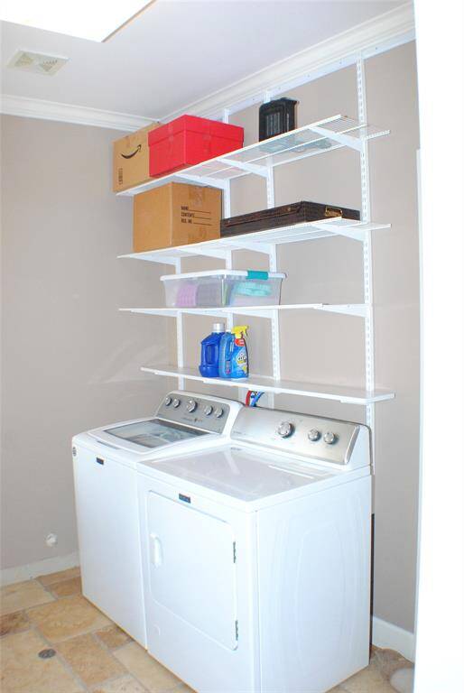 Lots of storage space in the downstairs laundry room