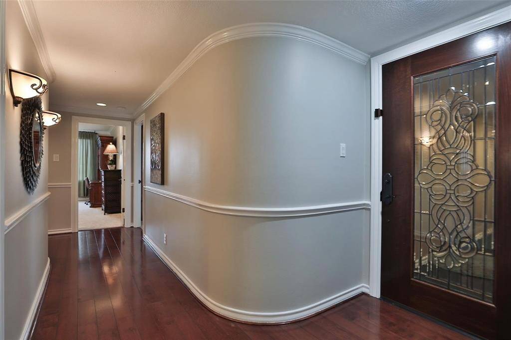 Inside foyer showing lead glass front door.