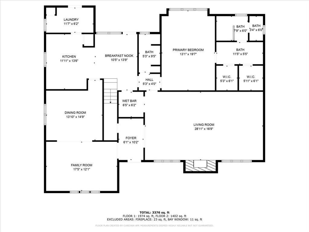 1st level floor plan with room measurments