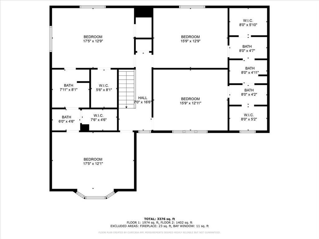 2nd level floor plan with measurements.