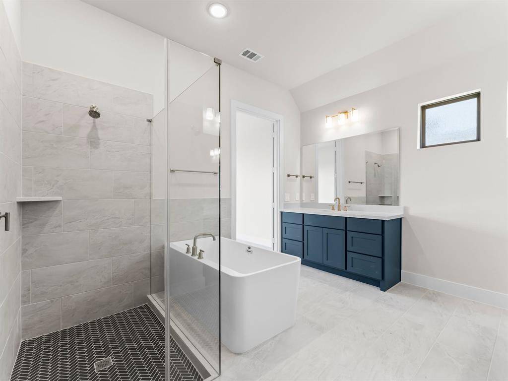 Separate Shower and Frameless Enclosure