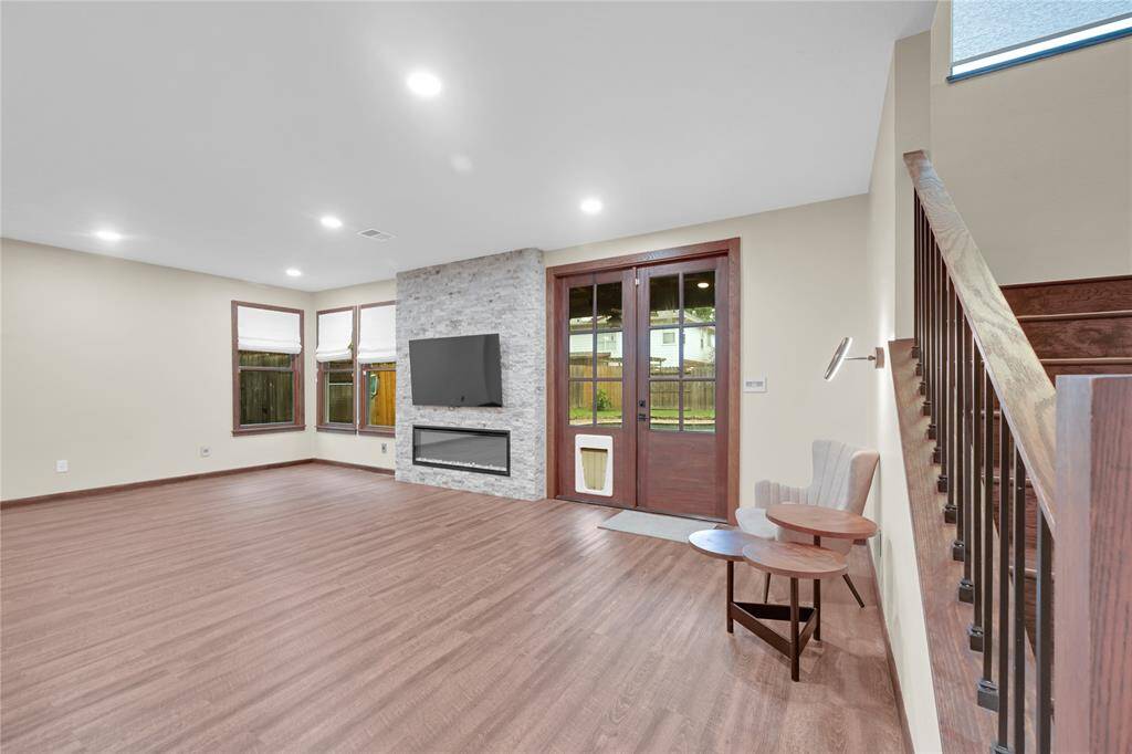Backdoor leading to remodeled pool.