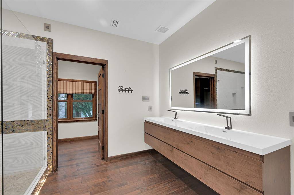 LED mirrors offer a hotel feel right at home.