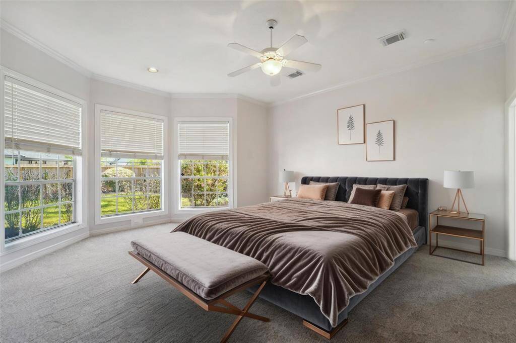 Virtually staged primary bedroom