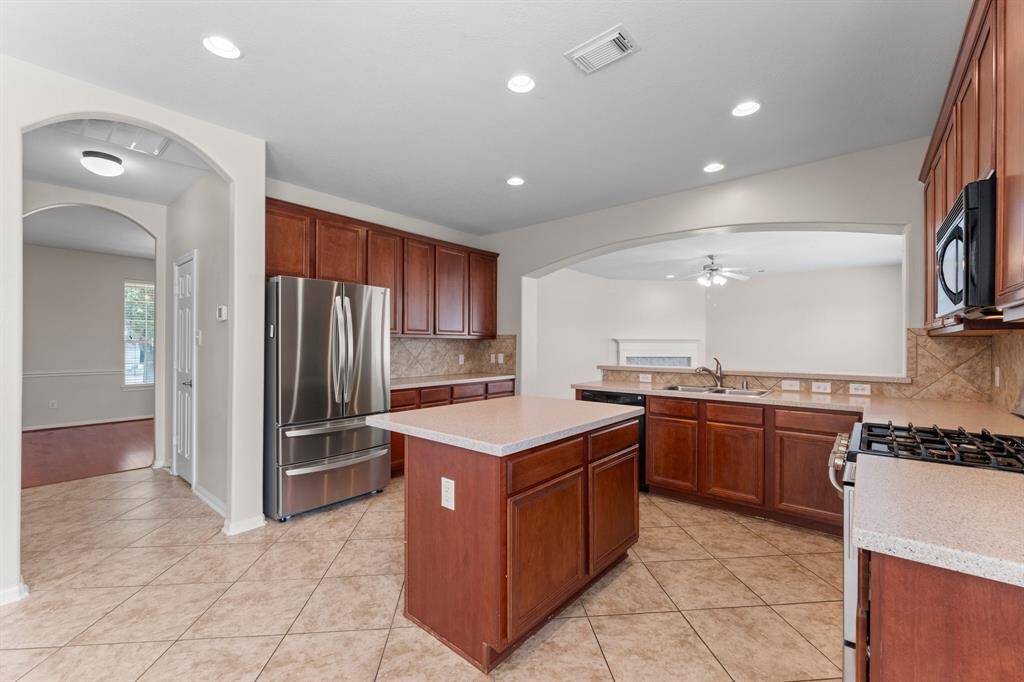 Featuring a versatile island for prep work