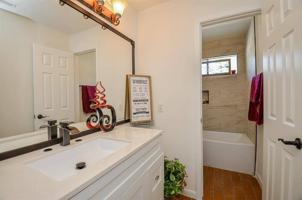 New Vanity and renovated tub and shower bathroom