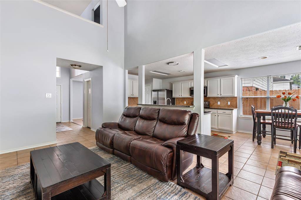Kitchen opens up to living room