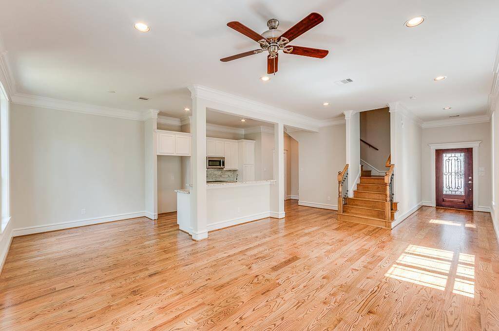 looking across living to oversized island/breakfast bar