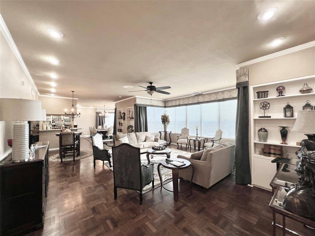Living room, view from end of front entry area.