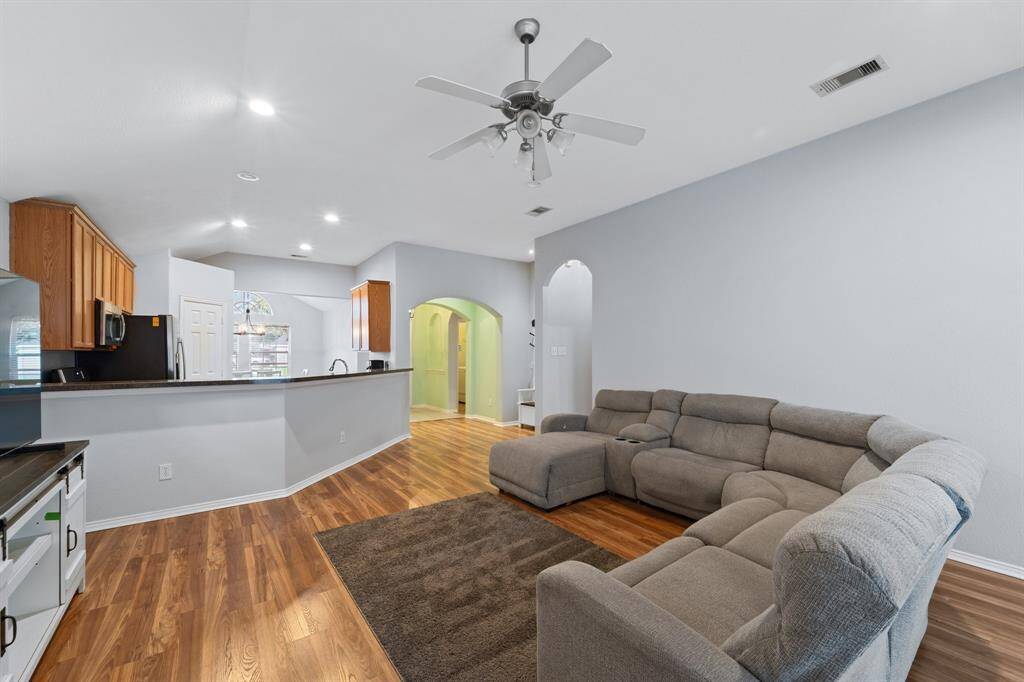 Opposite view of the family room looking into the kitchen.