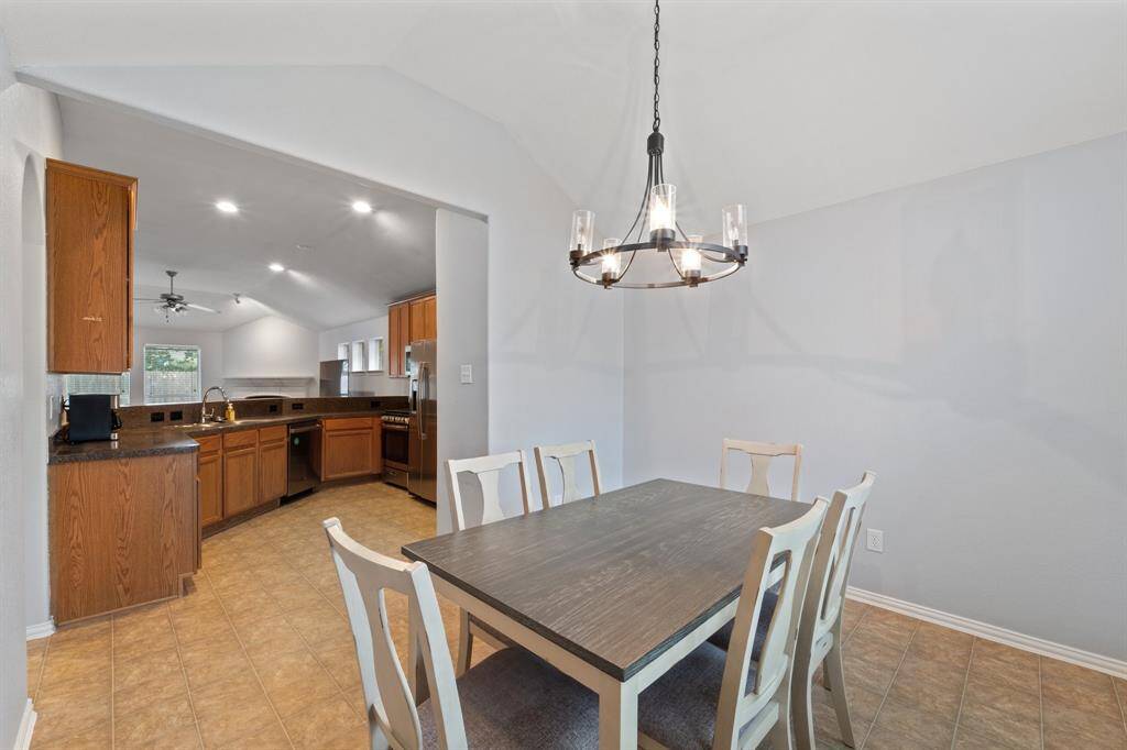 Dining room is connected to the kitchen for easy access.