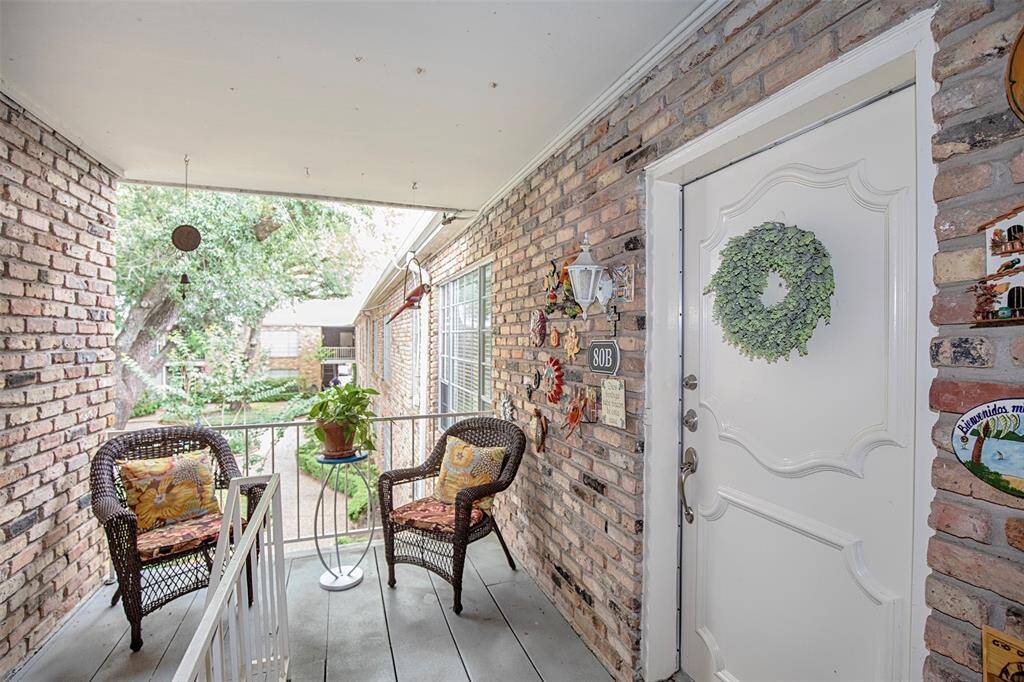 Entry to the two-bedroom condo that sits on the farthest building from the street.