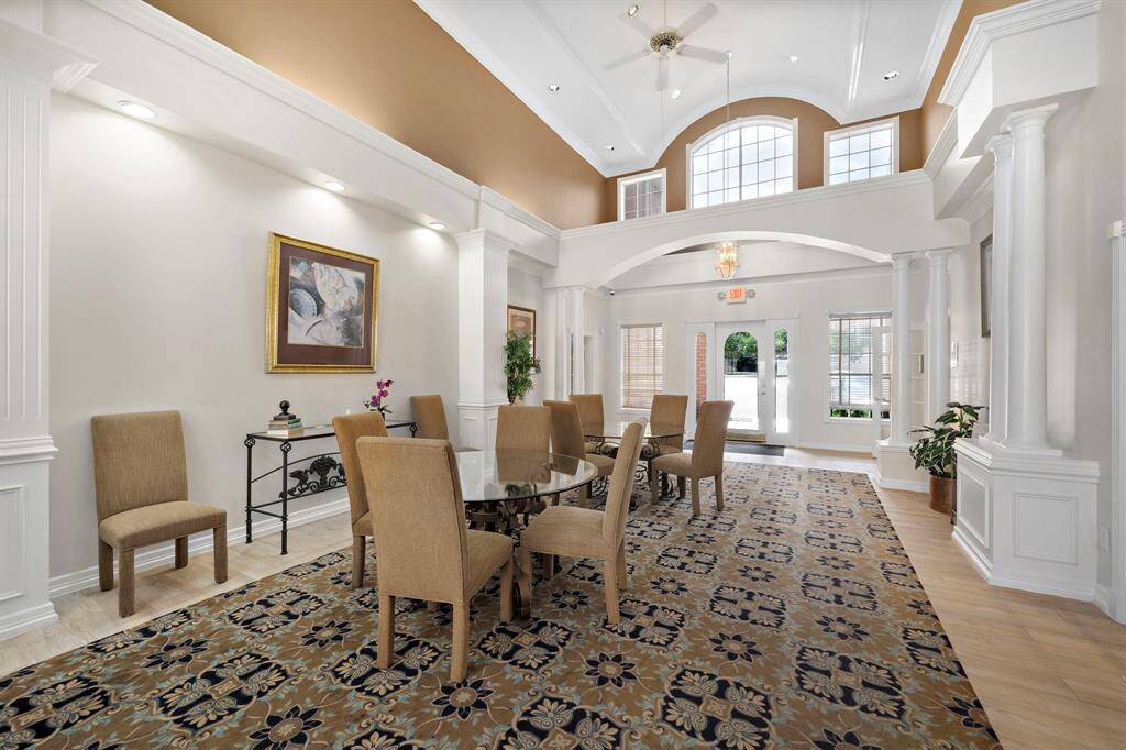 Tastefully designed, the clubhouse offers soaring ceilings, large windows, and sophisticated decor, providing an airy and elegant atmosphere.
