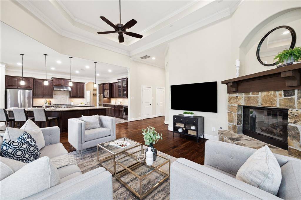 The open concept kitchen flows nicely into the living / family room.